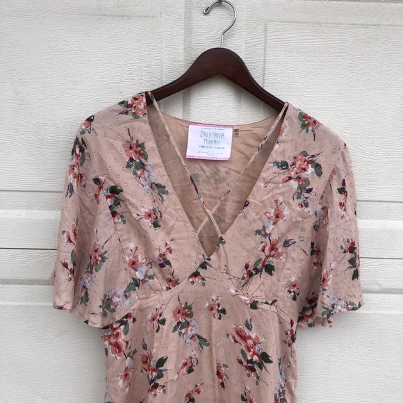 California Moon Rise Women’s Dress Pale Pink Floral Boho Romantic Large - Picture 3 of 7